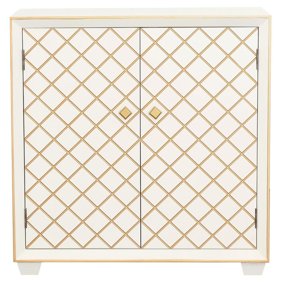 682359 Adnileb 2-door Storage Accent Cabinet White and Gold