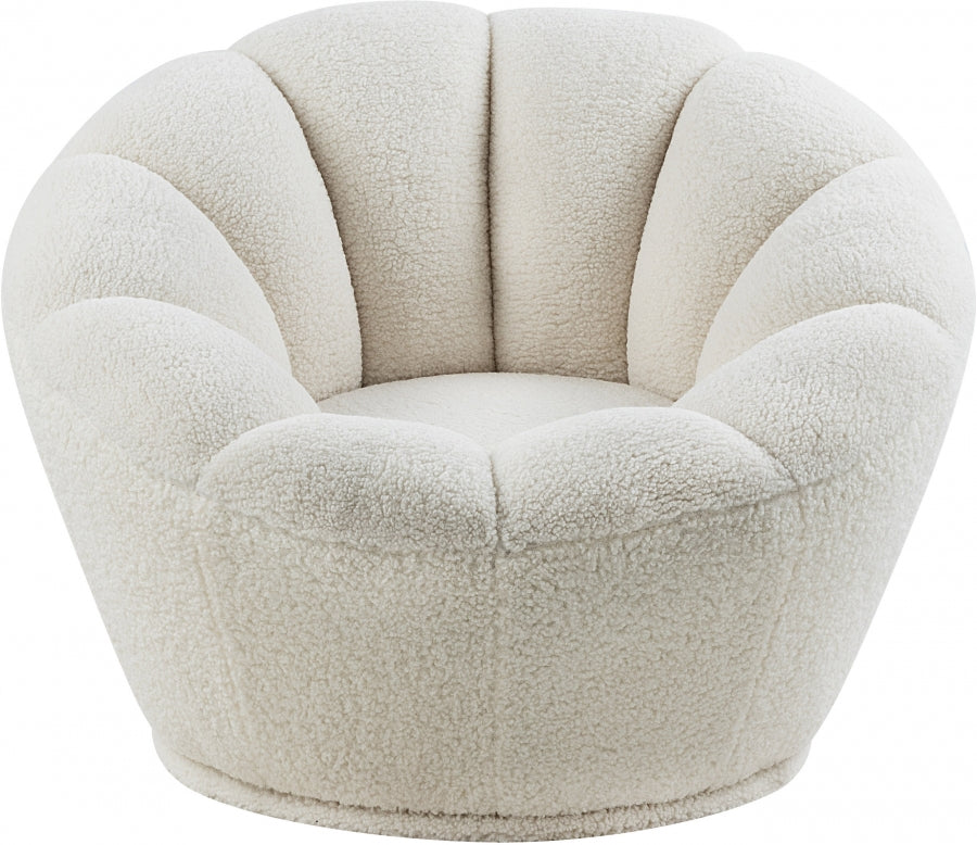 415 Dream Faux Sheepskin Fur Swivel Accent Chair