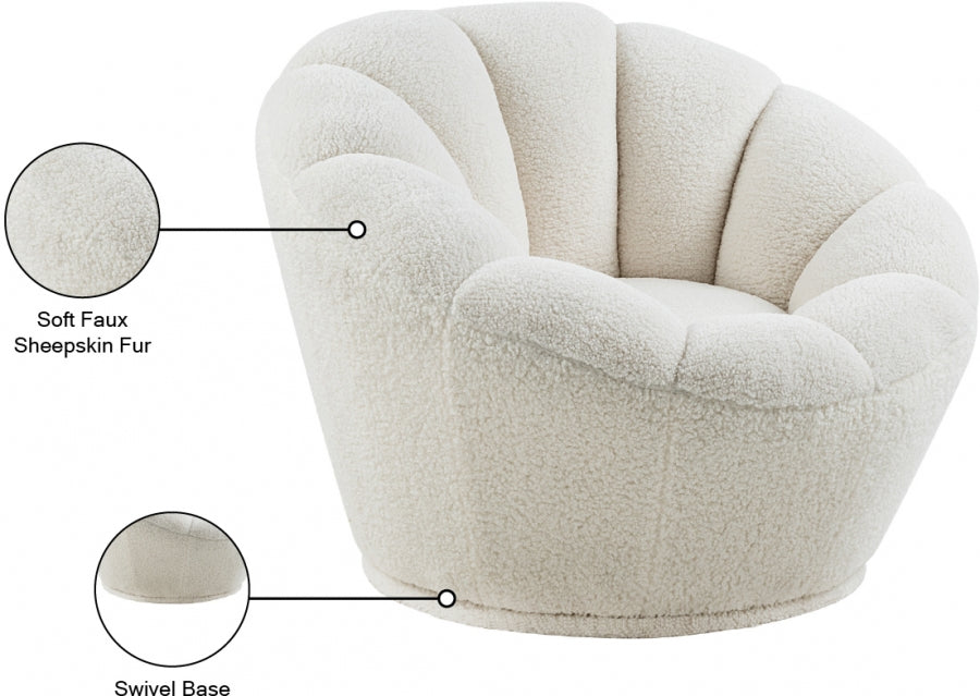 415 Dream Faux Sheepskin Fur Swivel Accent Chair