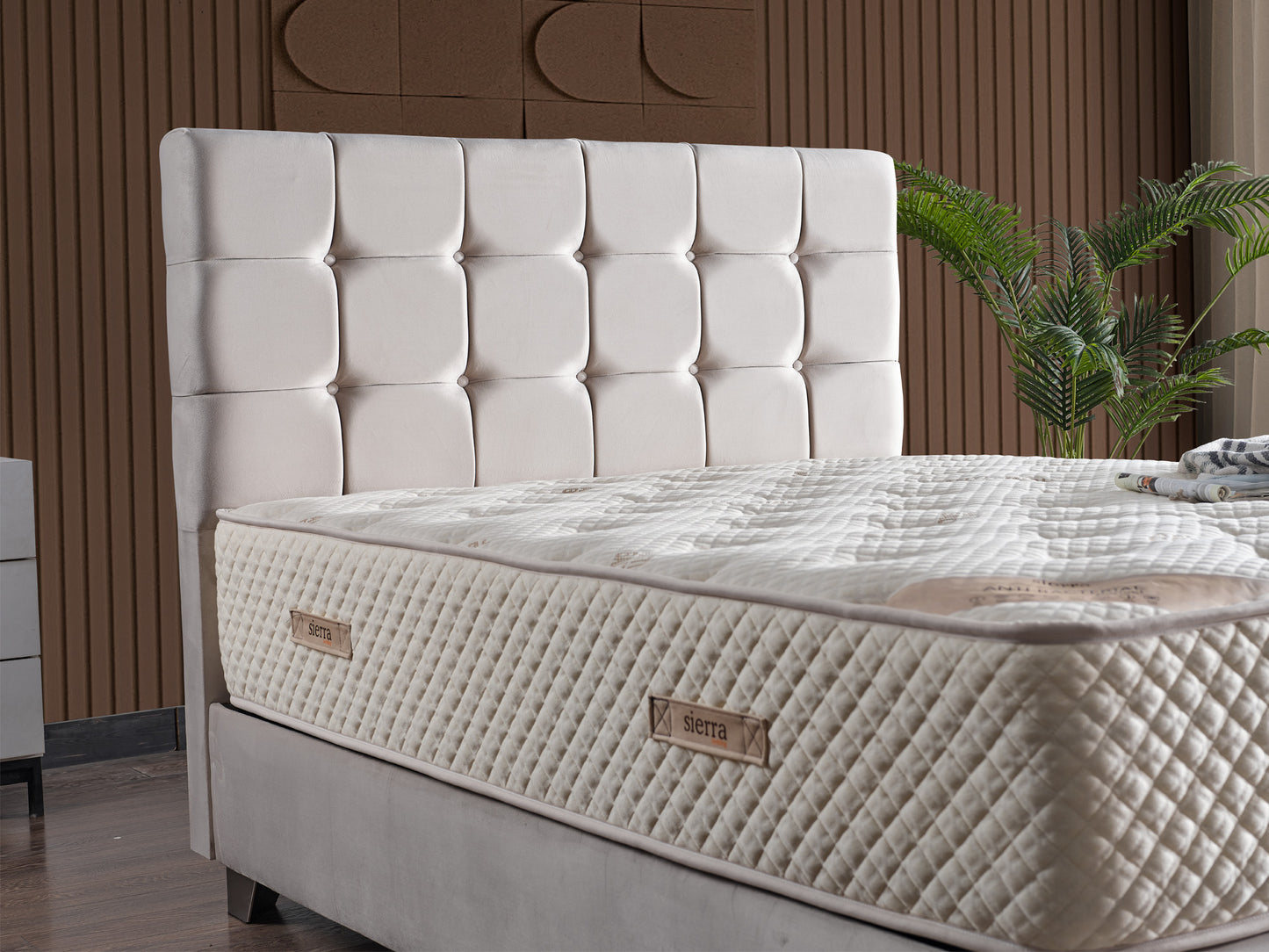 Avonec Storage Bed With Headboard Cream