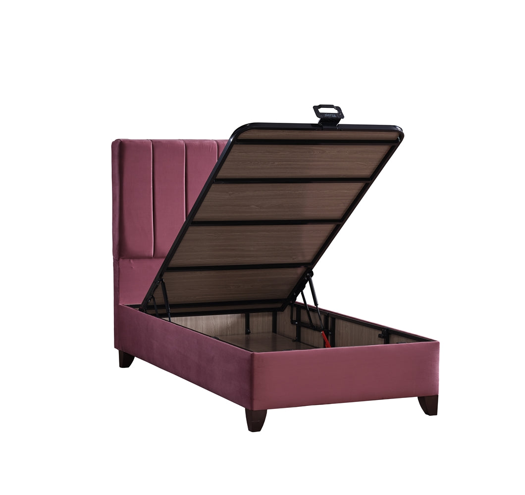 Abodroc Storage Bed With Headboard Dusty Rose