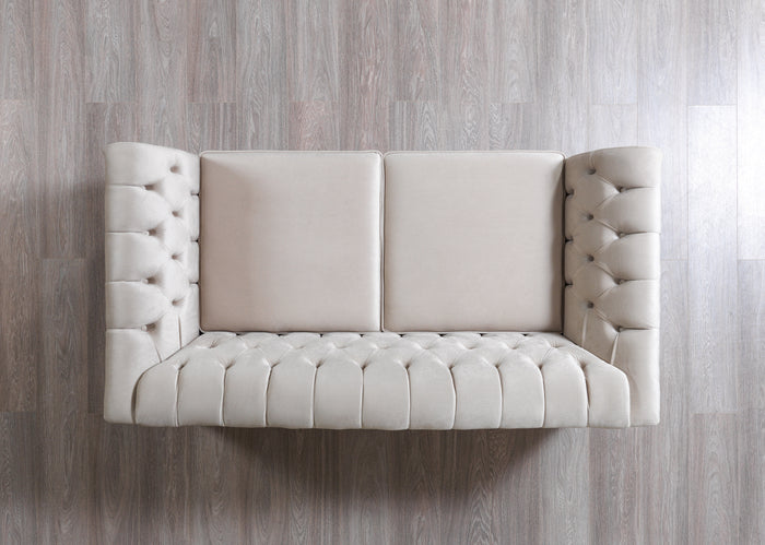 Anelim Ivory Velvet Sofa 93" & Loveseat 73"