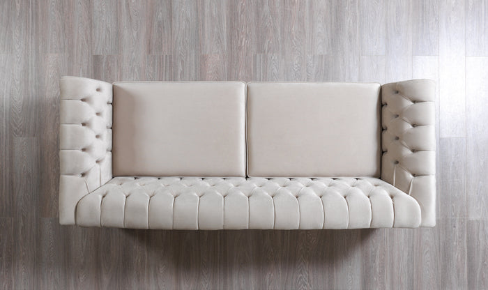 Anelim Ivory Velvet Sofa 93" & Loveseat 73"