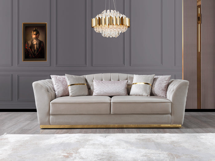 Anelim Ivory Velvet Sofa 93" & Loveseat 73"