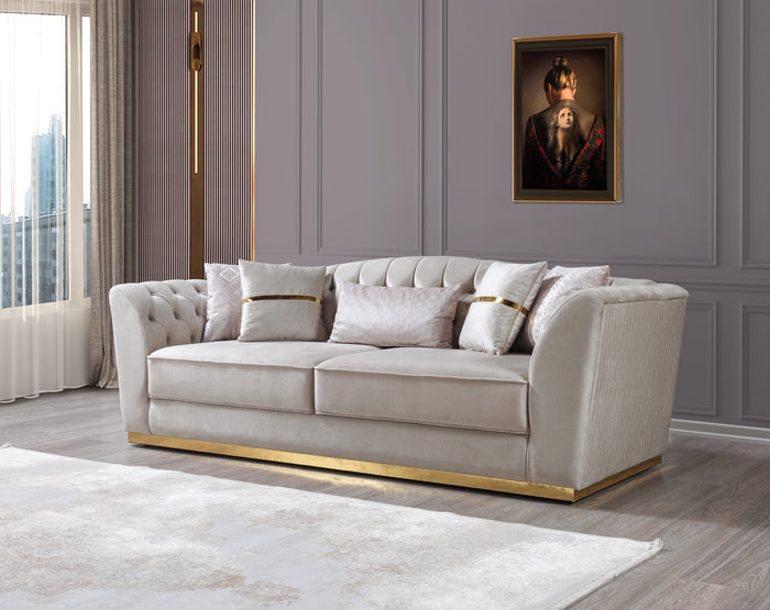 Anelim Ivory Velvet Sofa 93" & Loveseat 73"