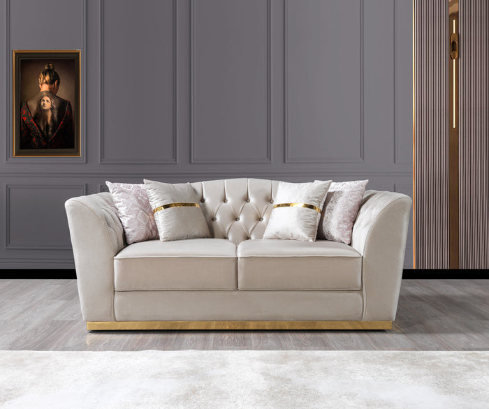 Anelim Ivory Velvet Sofa 93" & Loveseat 73"