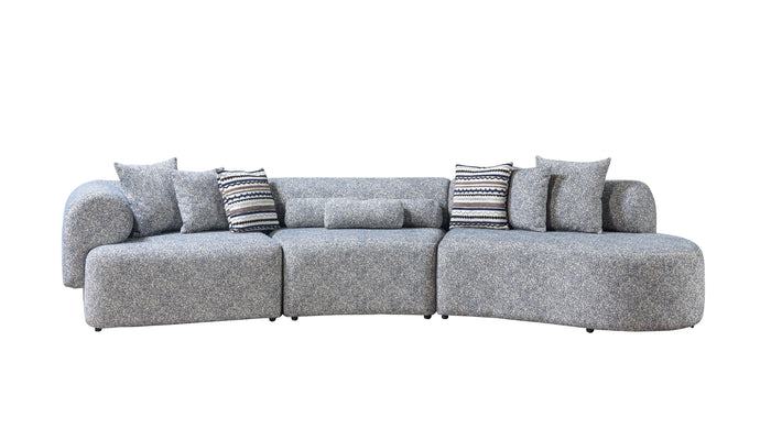 Anel Blue Boucle 3-Piece Curved 145" Sectional