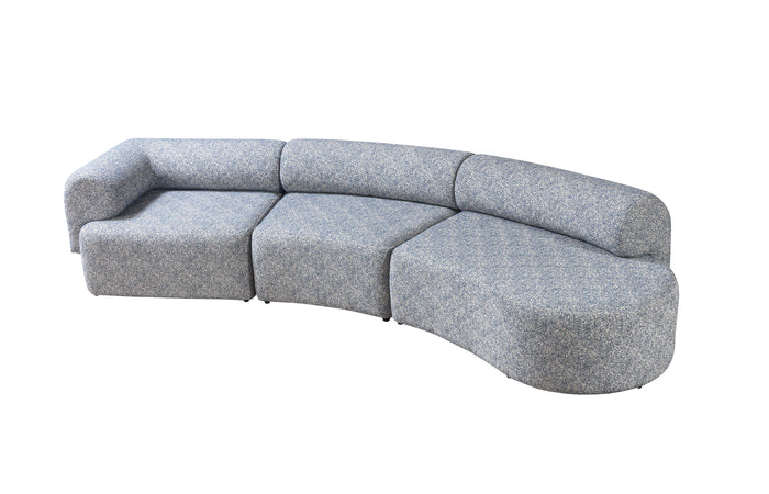 Anel Blue Boucle 3-Piece Curved 145" Sectional