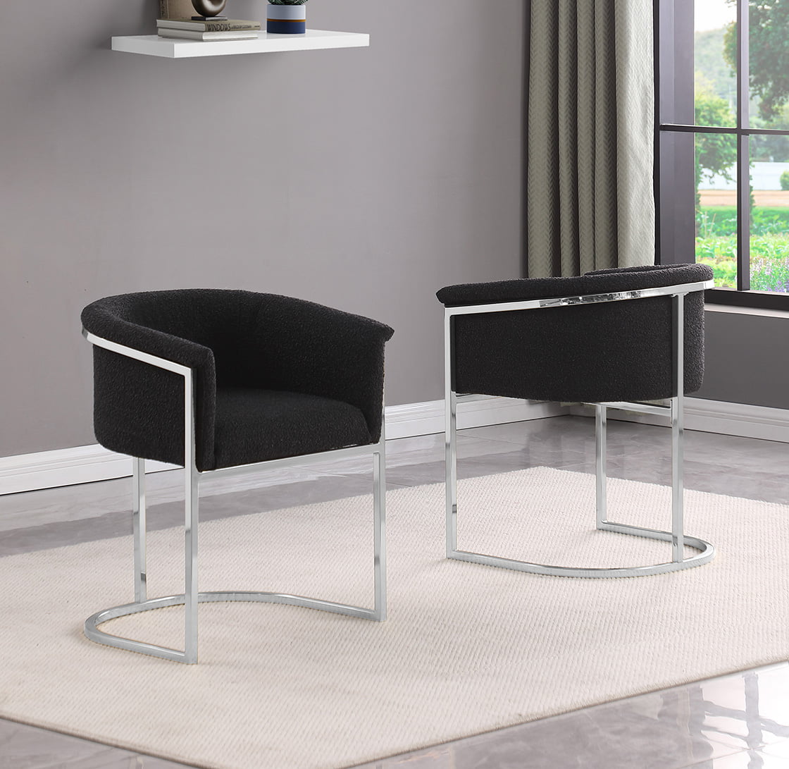 010CS Boucle Fabric Side Chairs with Chrome