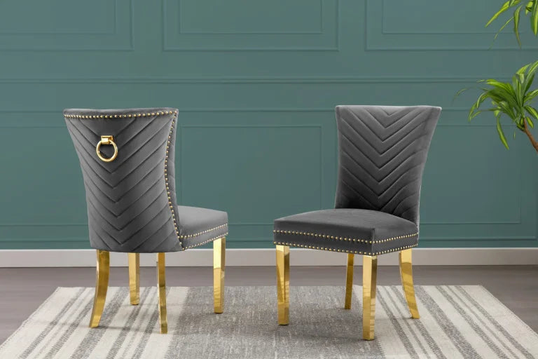 763-463CS Velvet Side Chairs with Gold Stainless Steel