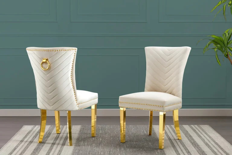 763-463CS Velvet Side Chairs with Gold Stainless Steel