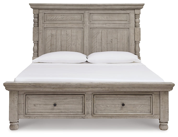 Harrastone King Panel Bed with Dresser and Nightstand