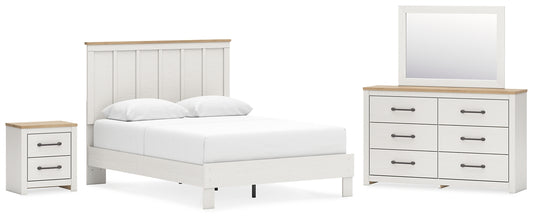 Linnocreek Queen Panel Bed with Mirrored Dresser and Nightstand